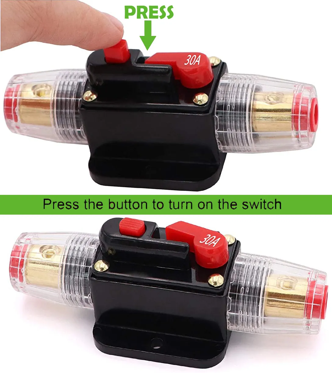30A Circuit Breaker Reset Fuse Holder for 12V-24V DC boat marine 2PCS - #FUSEO-70163