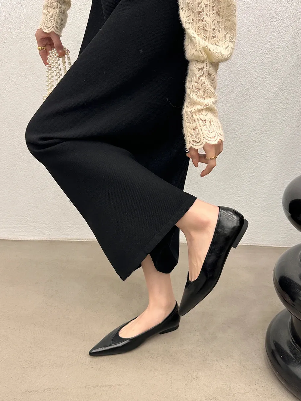binfenxie  -  Pointed Toe Ladies Loafers 2024 New Arrivals Fashion Dress Shoes Black White Brown Shallow Slip On Casual Mules Shoes Woman 39