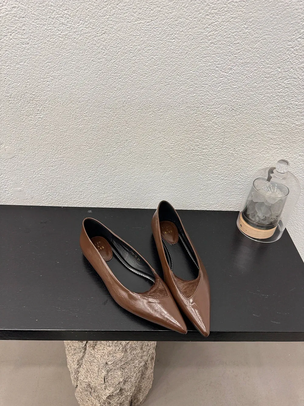 binfenxie  -  Pointed Toe Ladies Loafers 2024 New Arrivals Fashion Dress Shoes Black White Brown Shallow Slip On Casual Mules Shoes Woman 39