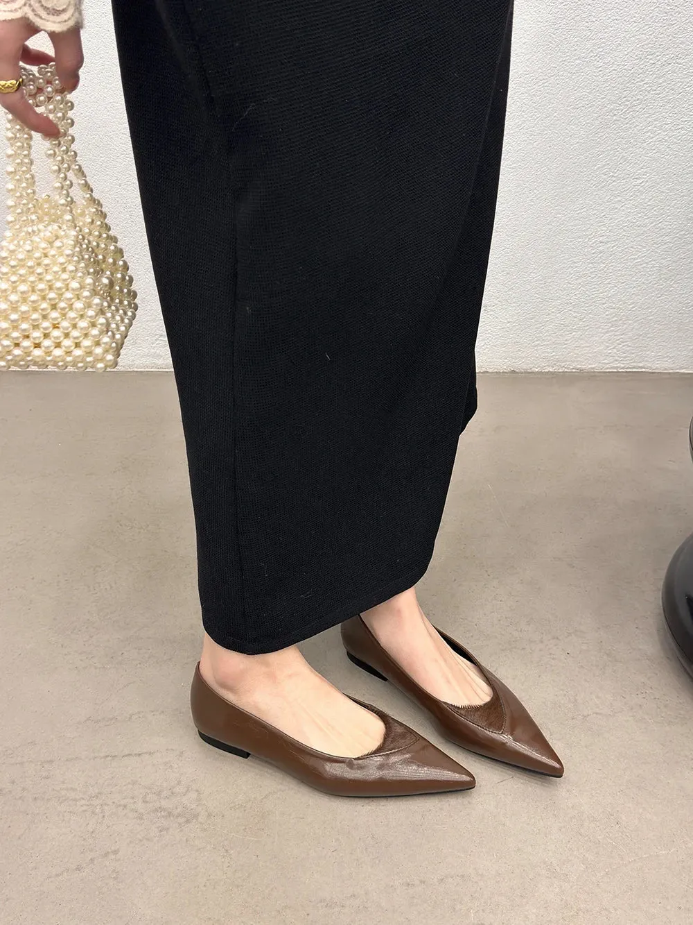binfenxie  -  Pointed Toe Ladies Loafers 2024 New Arrivals Fashion Dress Shoes Black White Brown Shallow Slip On Casual Mules Shoes Woman 39