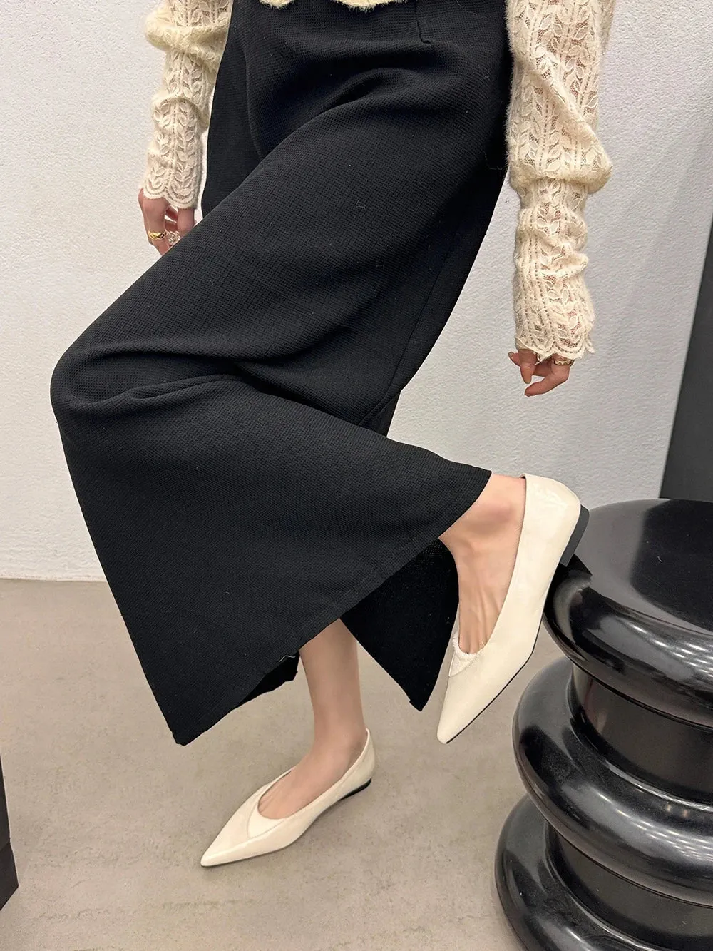 binfenxie  -  Pointed Toe Ladies Loafers 2024 New Arrivals Fashion Dress Shoes Black White Brown Shallow Slip On Casual Mules Shoes Woman 39