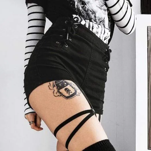 Criss Cross Punk Gothic Short