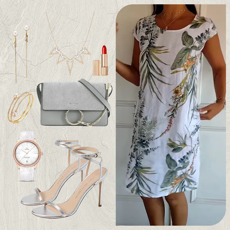 HOT SALE 49% OFFCasual Printed Dress with Pockets