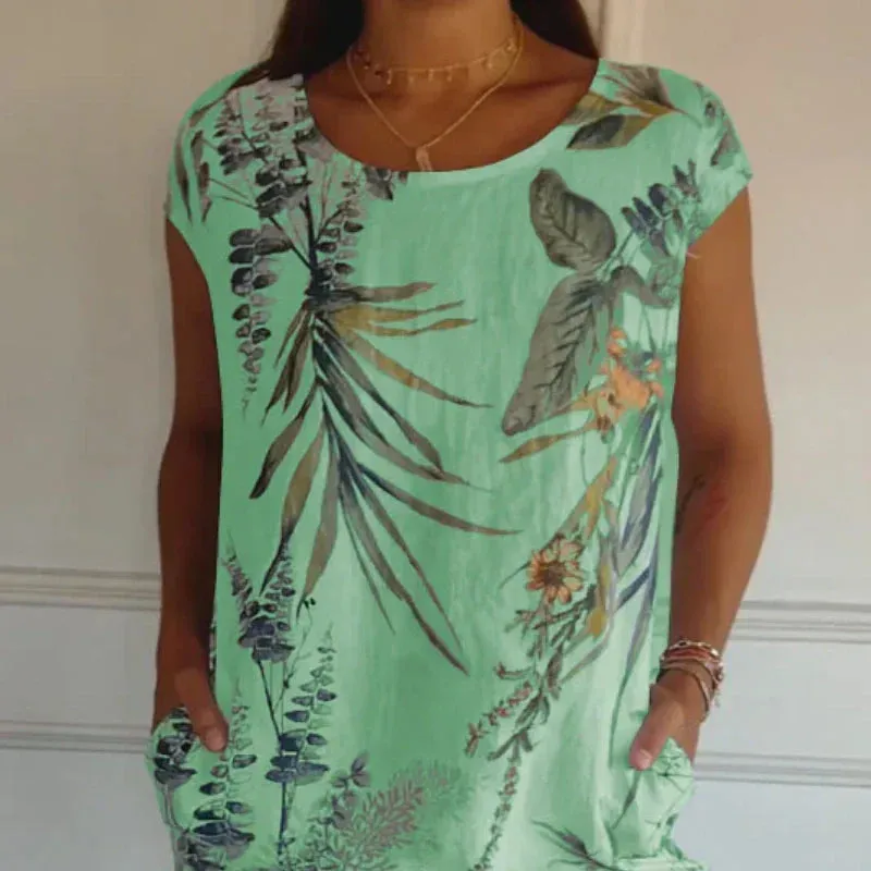 HOT SALE 49% OFFCasual Printed Dress with Pockets