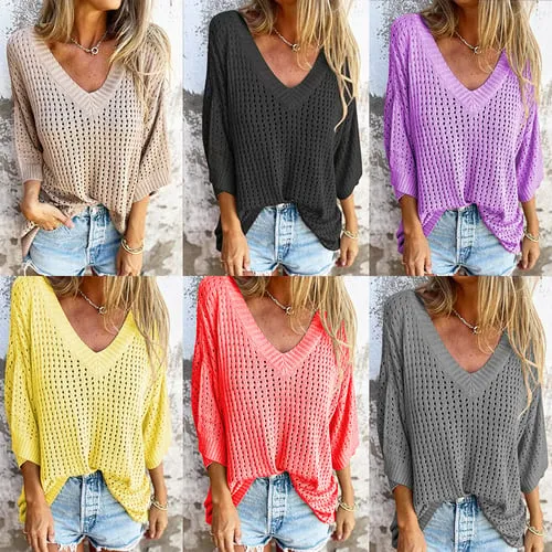 Hot Sale 49% OFFV-neck Hollow Knitted Top