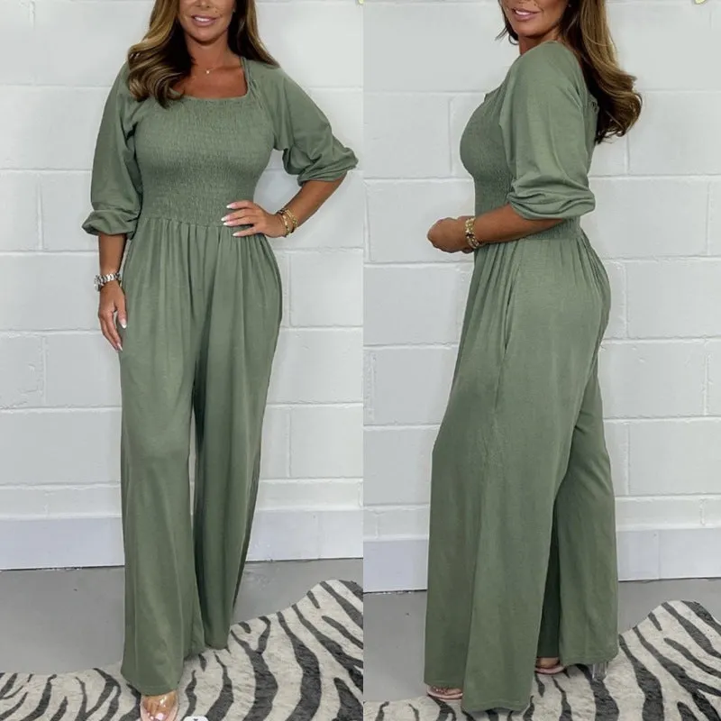 Hot Sale 49% OffWomen's Elastic Waist Summer Jumpsuit