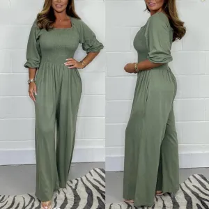Hot Sale 49% OffWomen's Elastic Waist Summer Jumpsuit