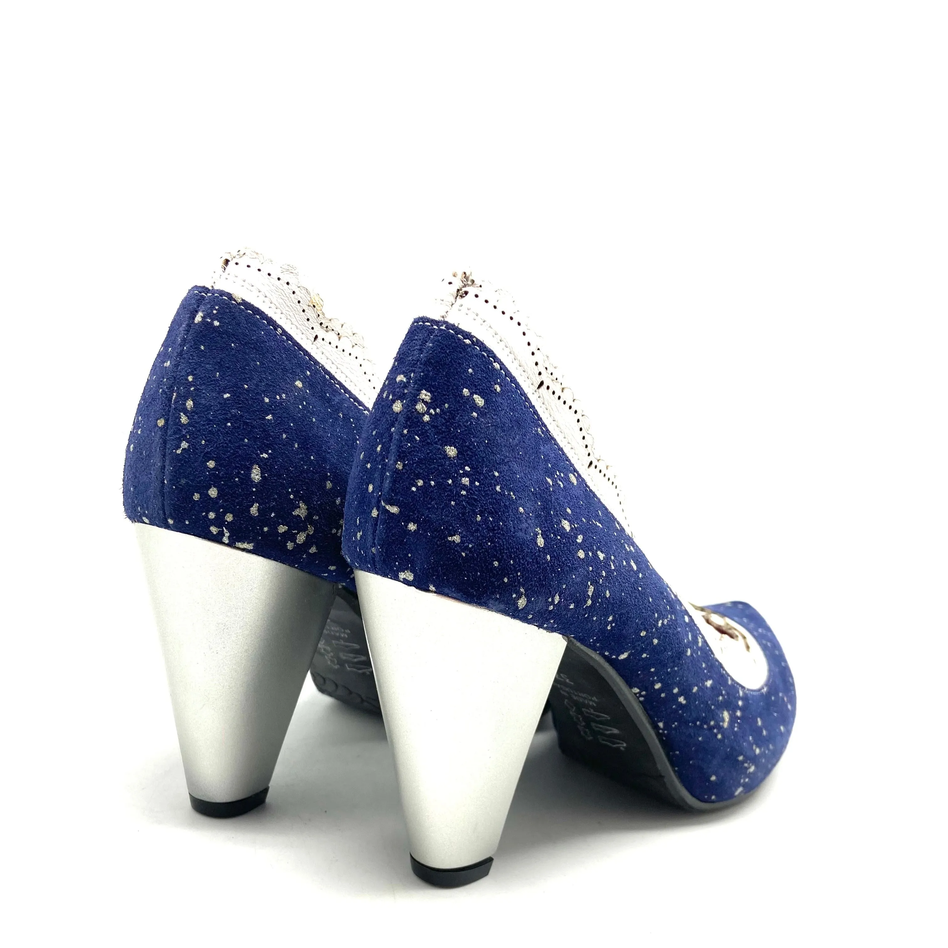 Tu Es Belle - Navy/Silver heel shoe