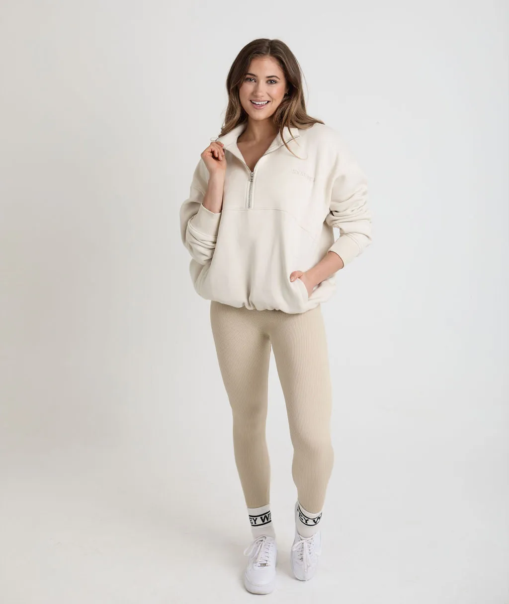 Wifey Quarter Zip Sweatshirt - Champagne