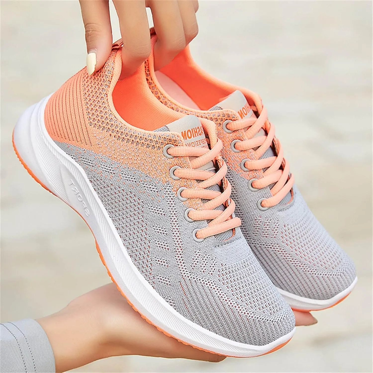 Women's Walking Shoes Mesh Breathable Lightweight Fashion Non Slip Work Shoes Women Sport Men Shoes Casual Casual Sneakers Brown Tennis Shoe Cross Trainer Shoe
